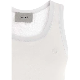 White Cotton Sleeveles T-Shirt