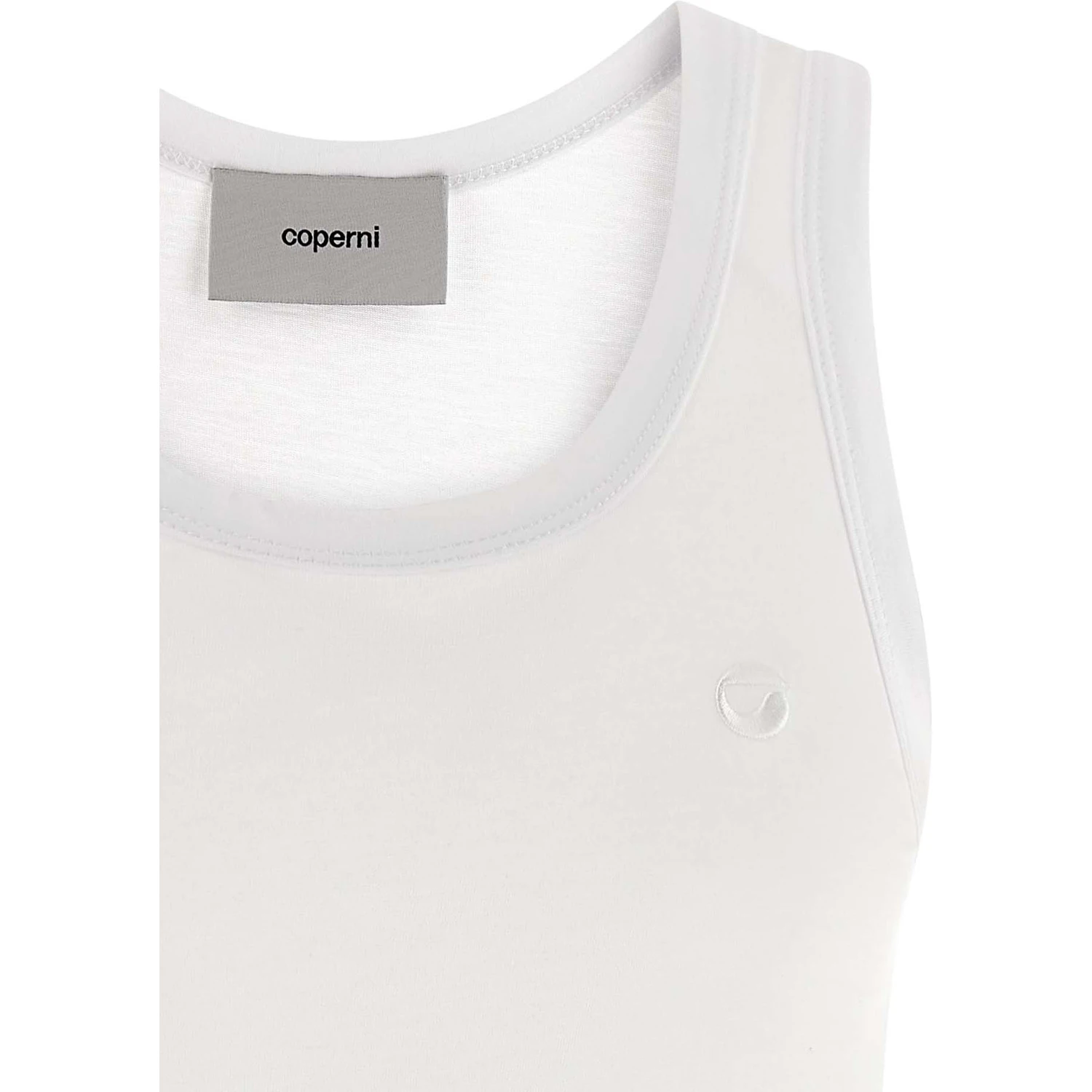 White Cotton Sleeveles T-Shirt