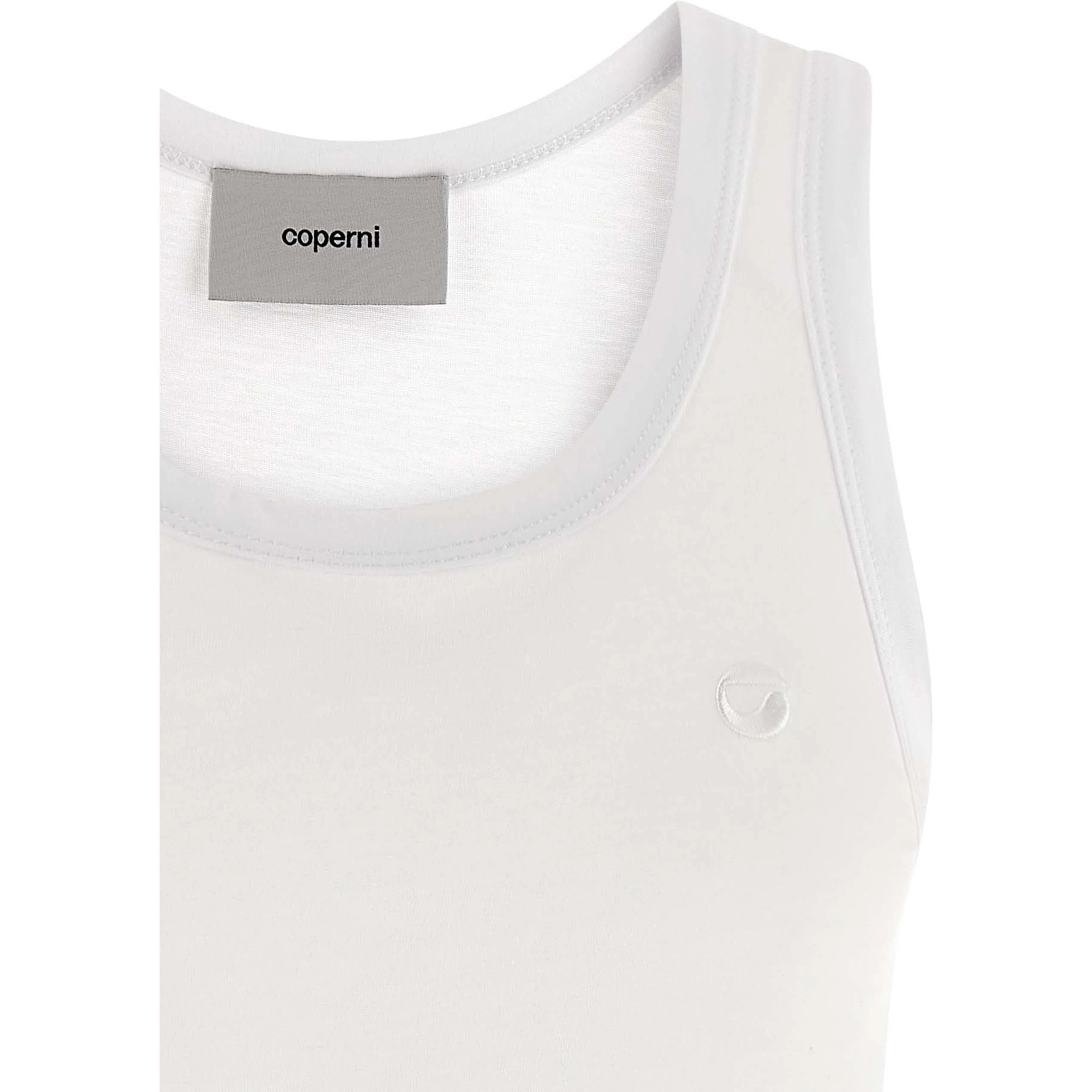 White Cotton Sleeveles T-Shirt