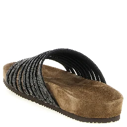 Black Lamb Leather Slides