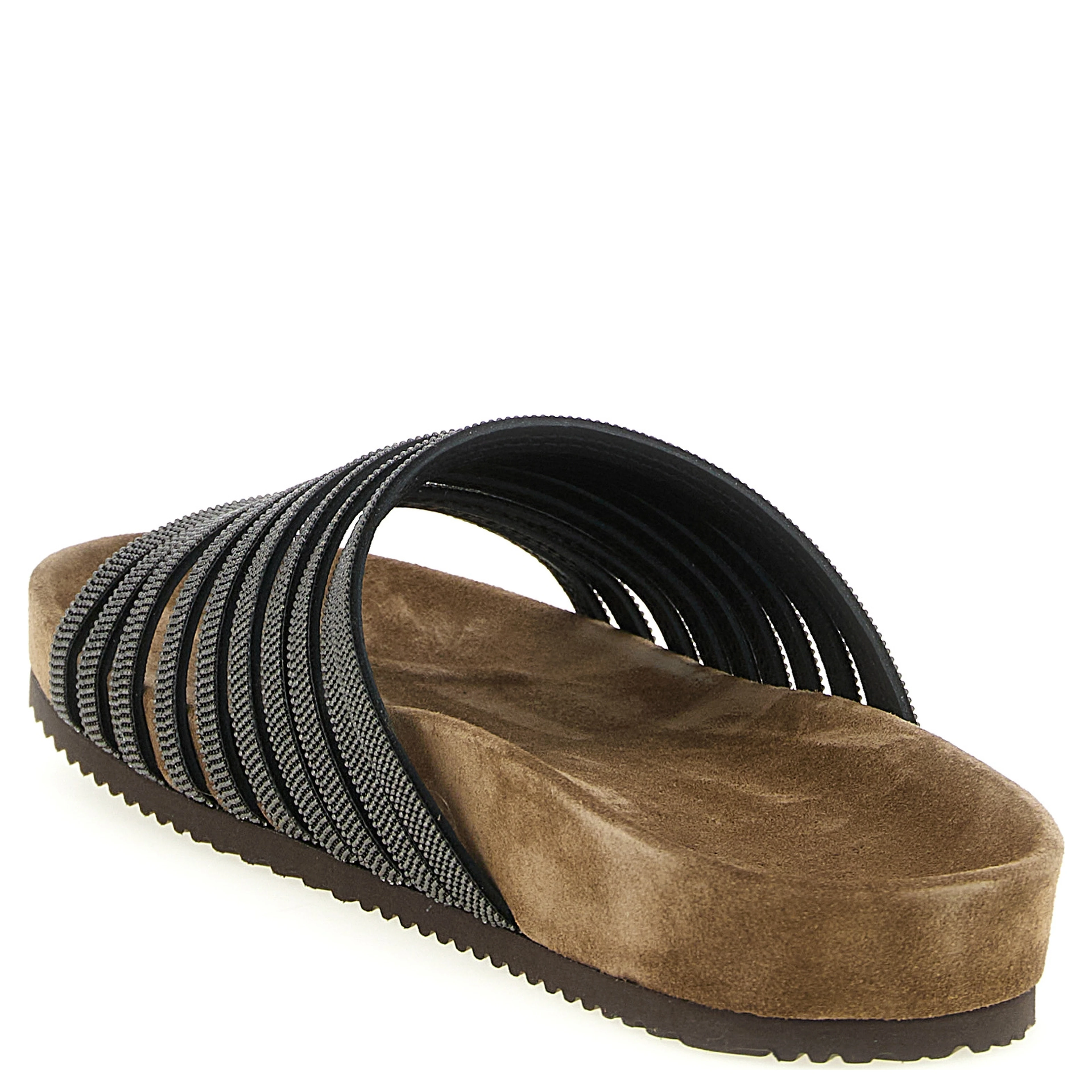 Black Lamb Leather Slides