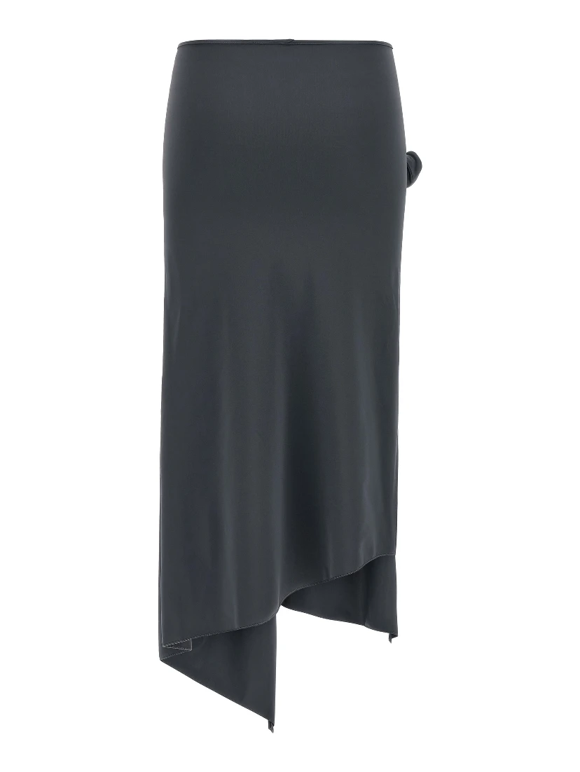 Gray Polyamide Midi Skirt