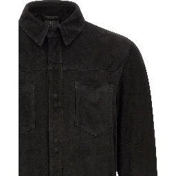 Black Suede Leather Blouse