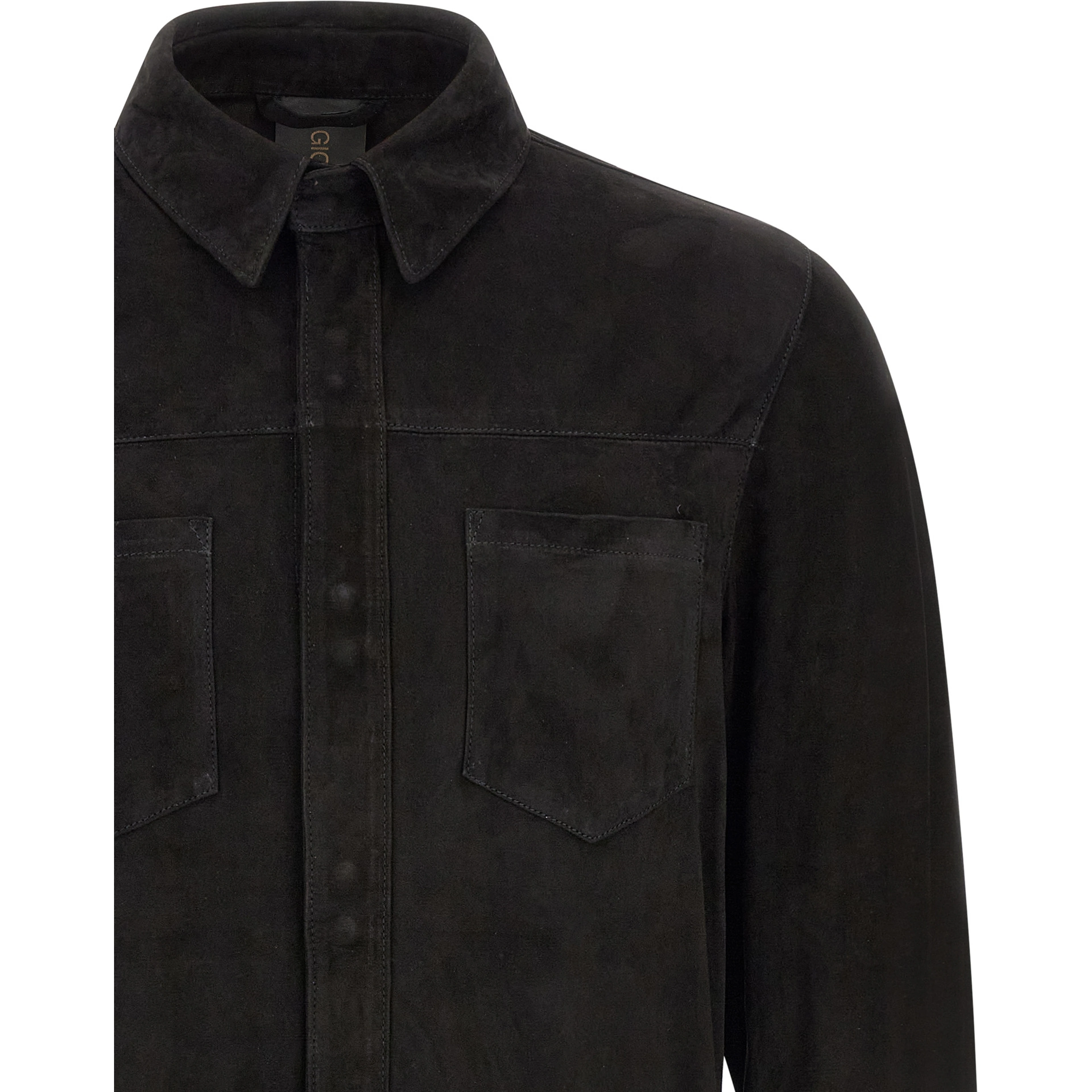 Black Suede Leather Blouse