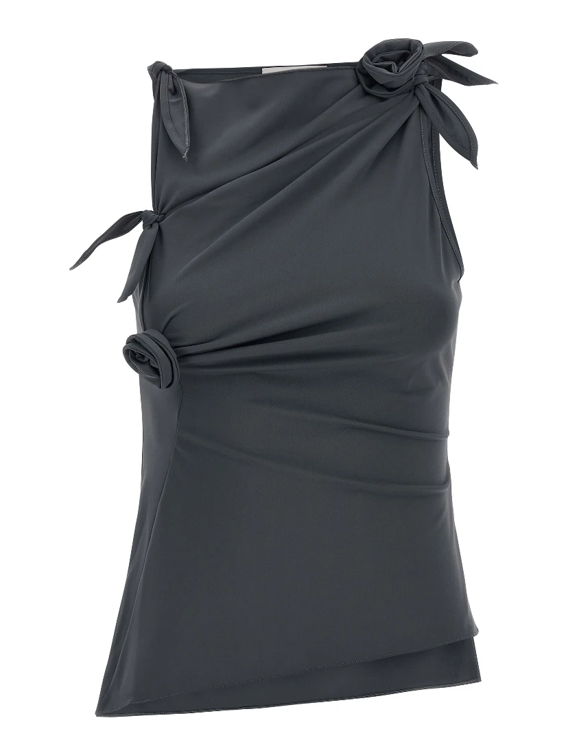 Gray Polyamide Tank Tops