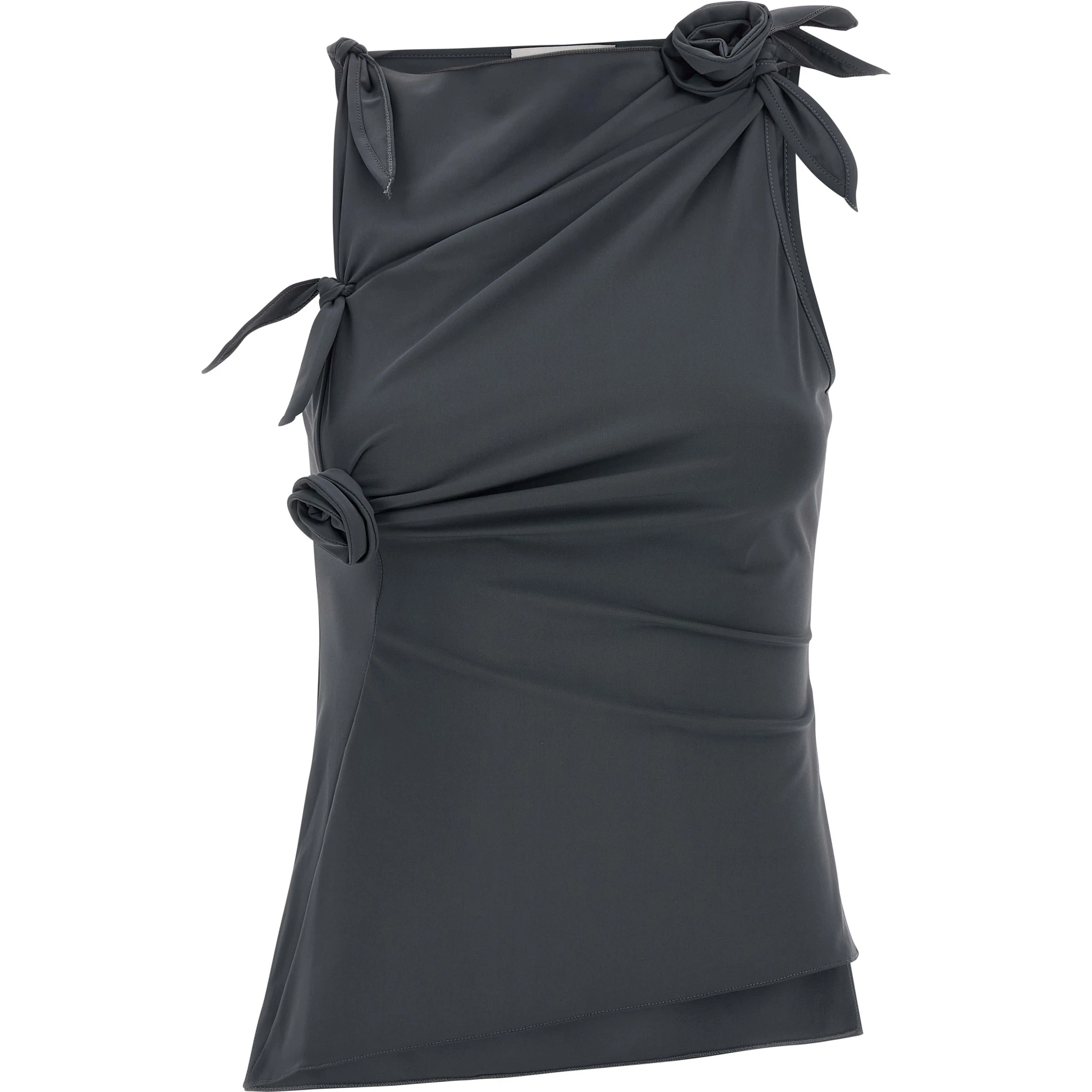Gray Polyamide Tank Tops