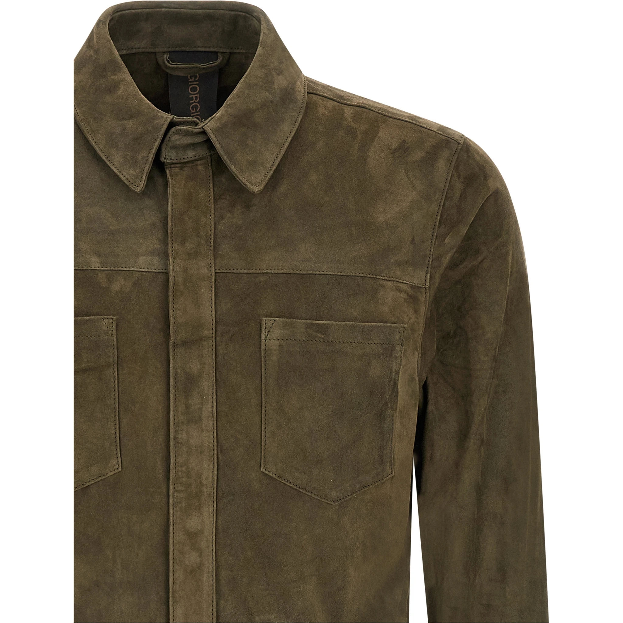 Bicolor Suede Leather Blouse