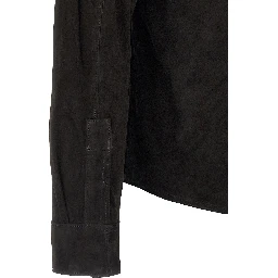Black Suede Leather Blouse