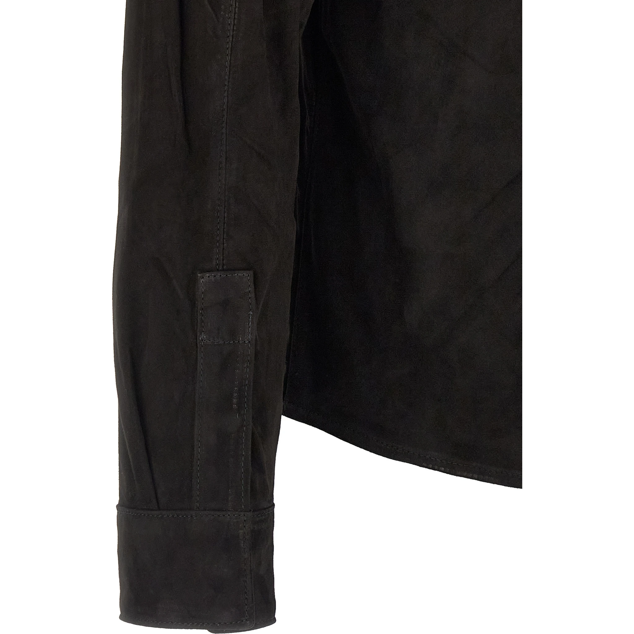 Black Suede Leather Blouse