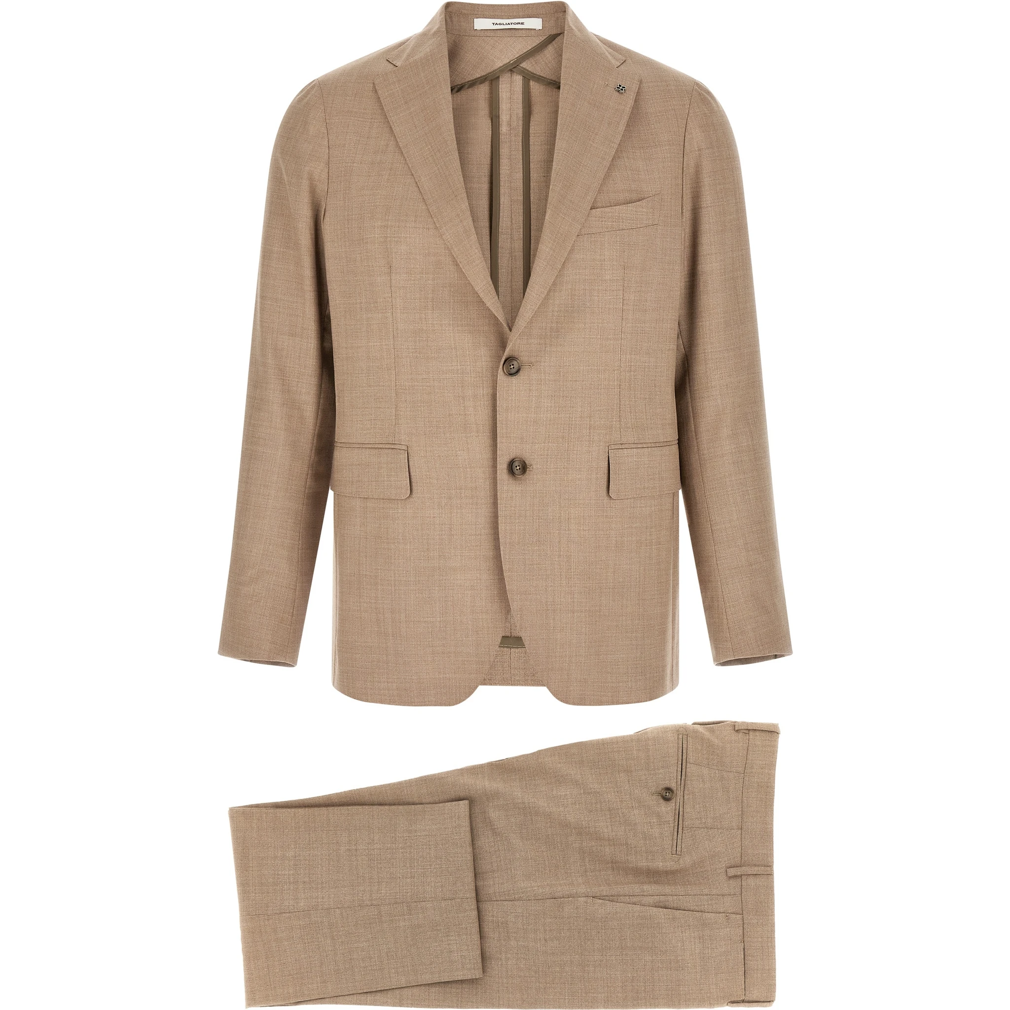 Beige Virgin Wool Two-Piece Suit