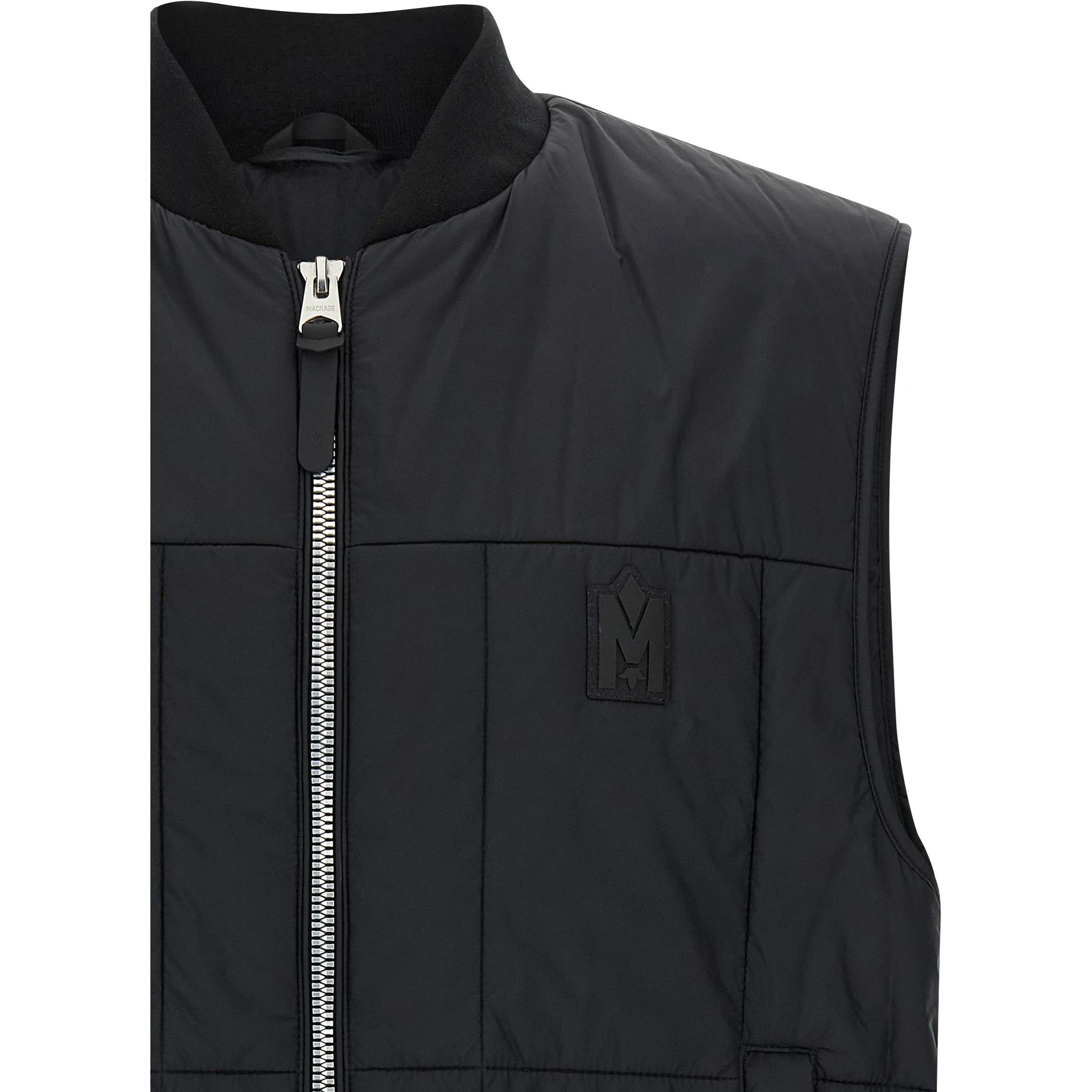 Black Nylon Sleeveless Jacket