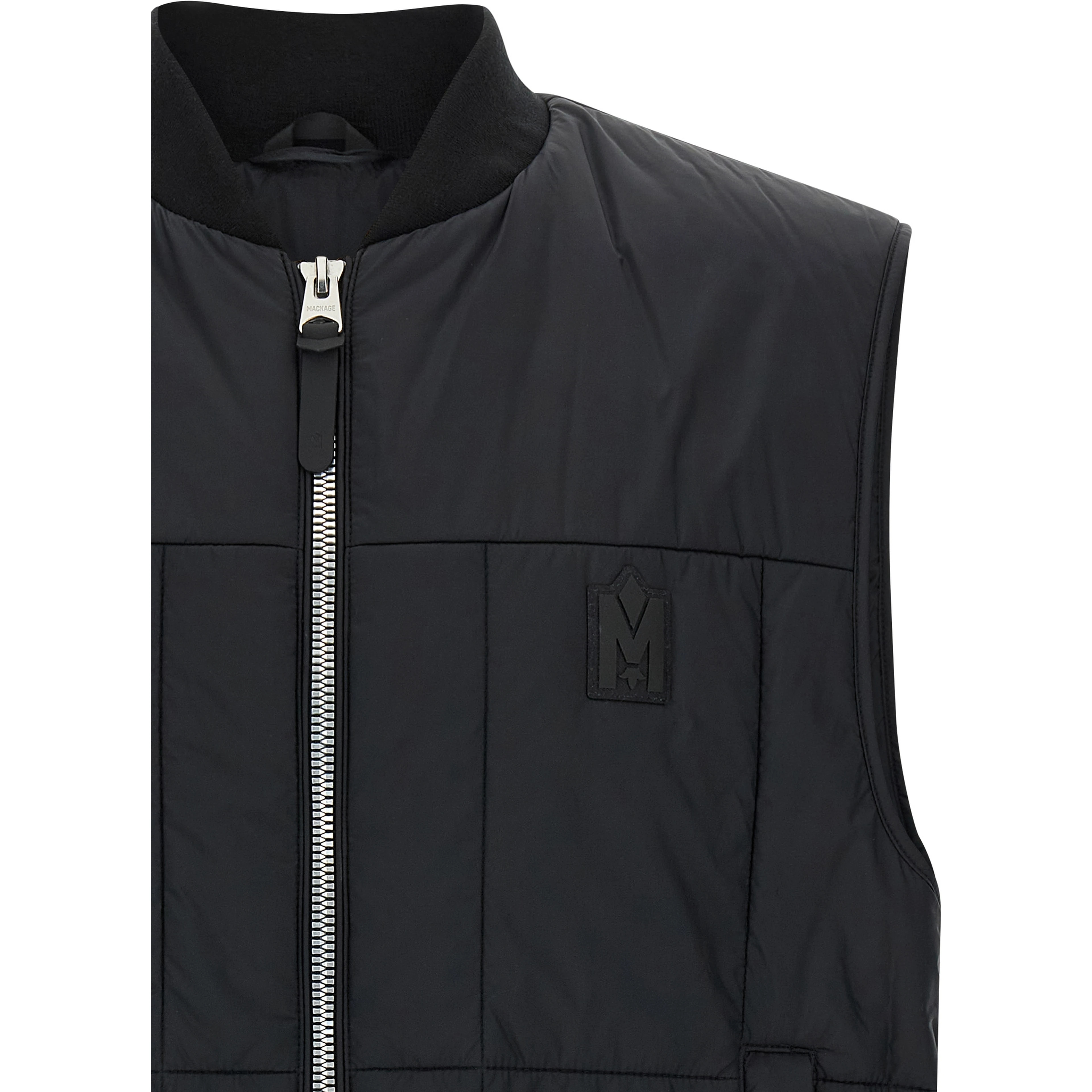 Black Nylon Sleeveless Jacket