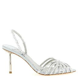 Gray Goatskin Stiletto Heel Sandals