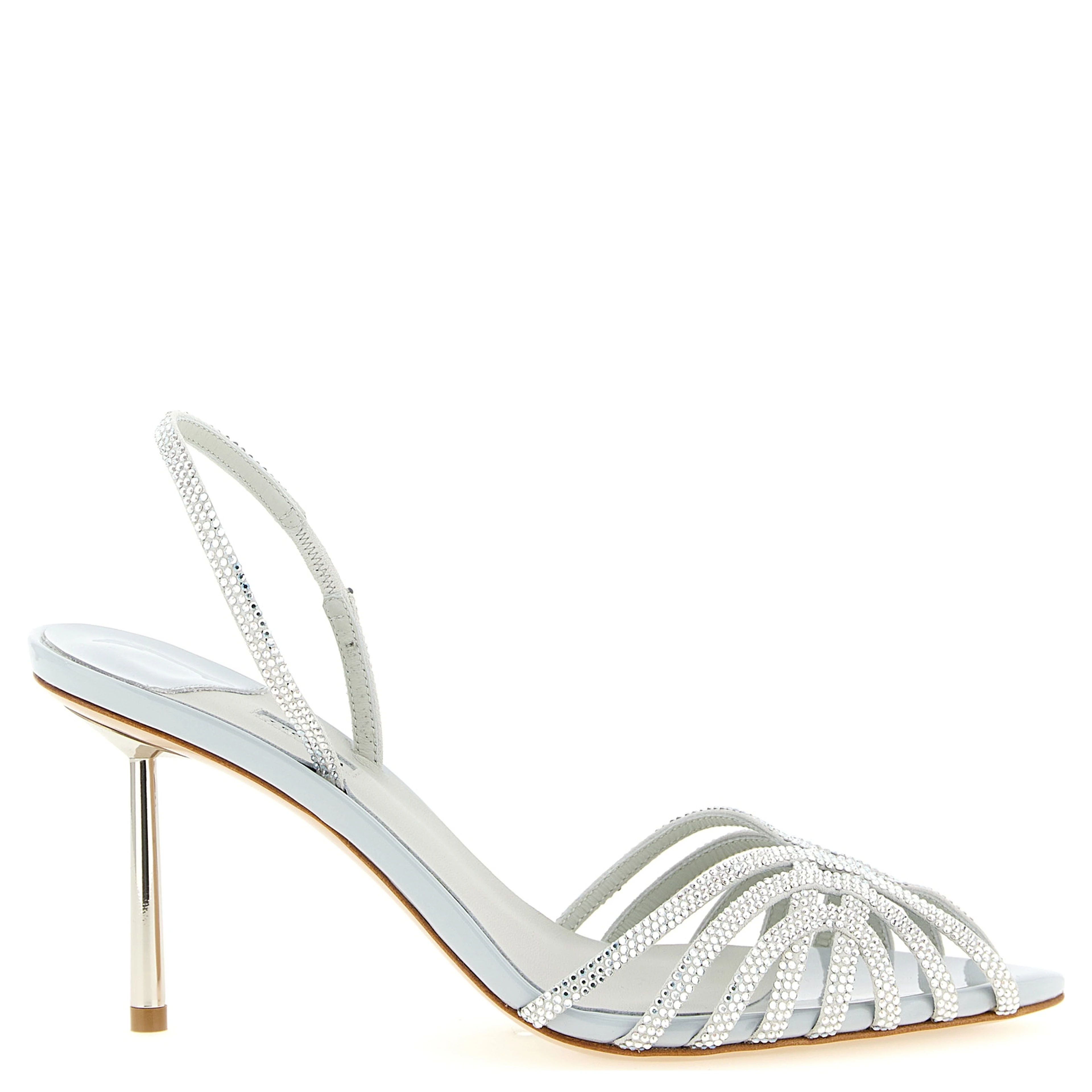 Gray Goatskin Stiletto Heel Sandals