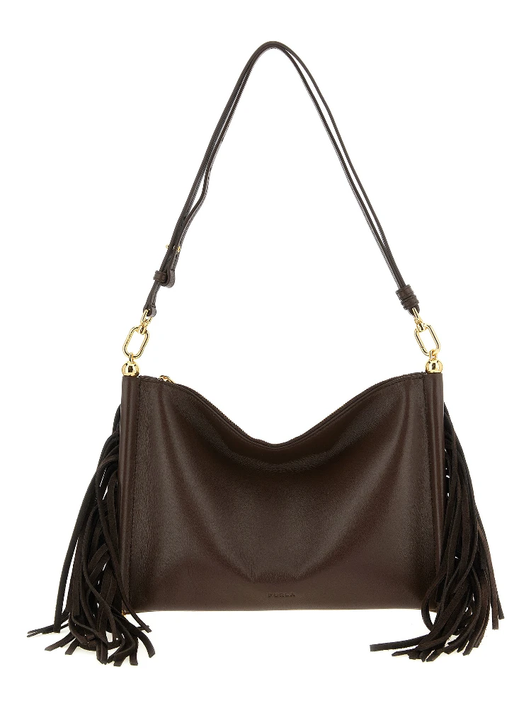 Brown Lamb Leather Shoulder Bag