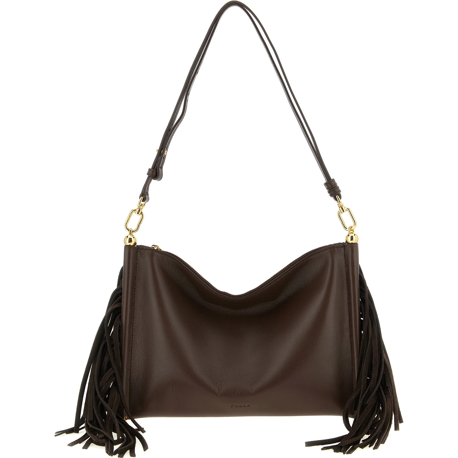 Brown Lamb Leather Shoulder Bag