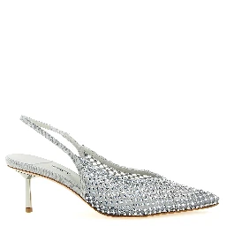 Gray Polyester Mid Heel Pumps