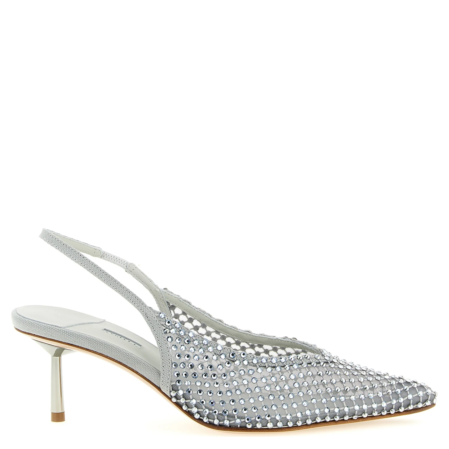 Gray Polyester Mid Heel Pumps