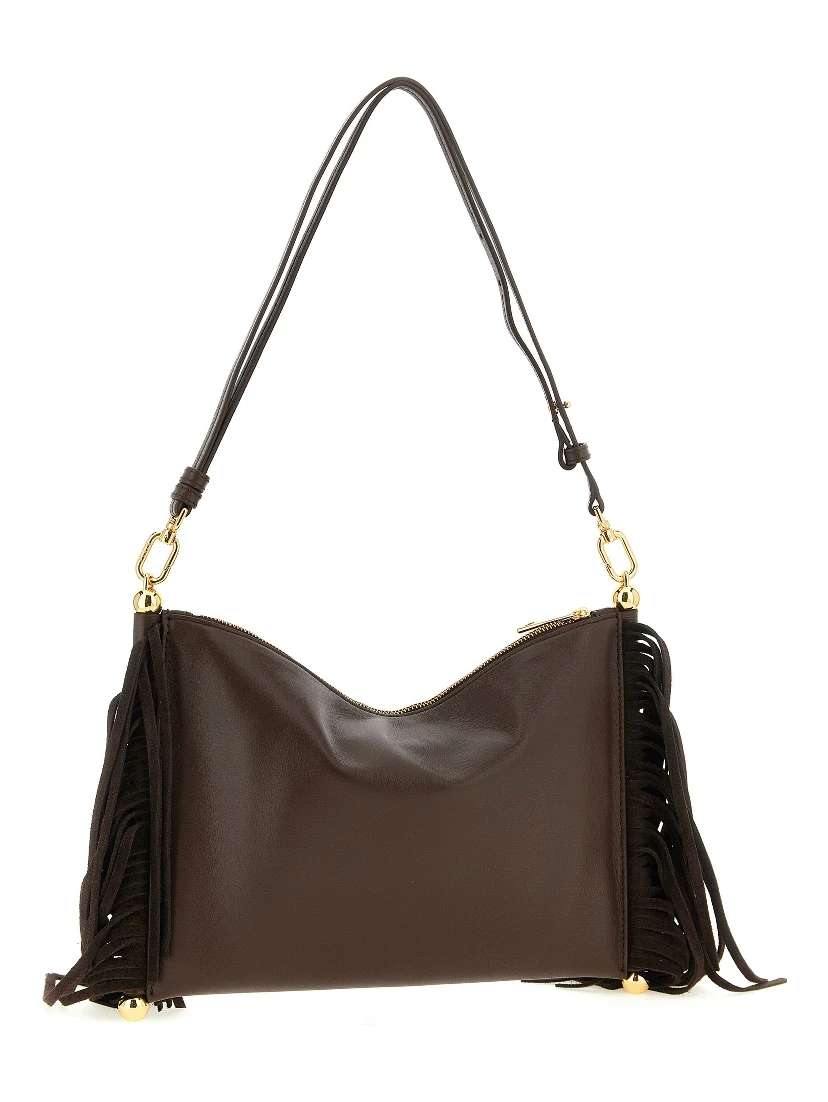 Brown Lamb Leather Shoulder Bag