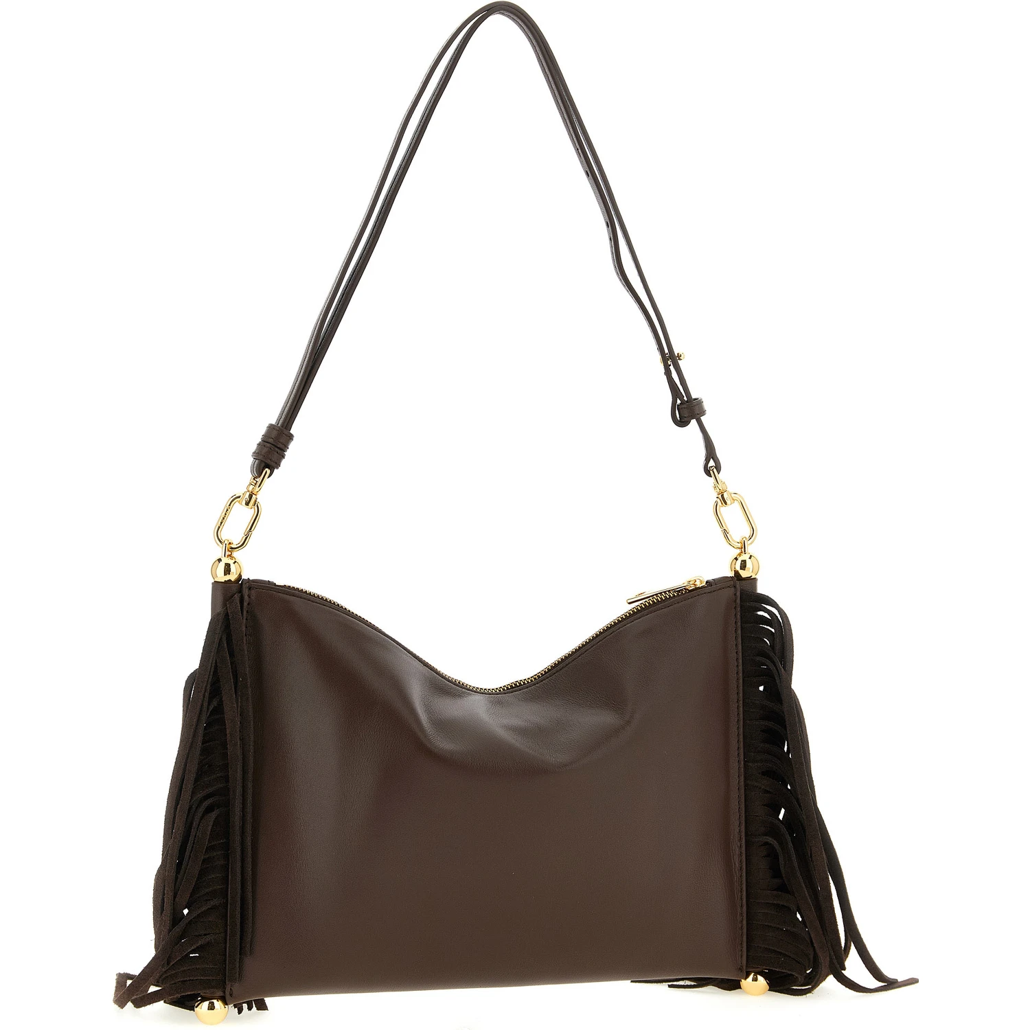 Brown Lamb Leather Shoulder Bag