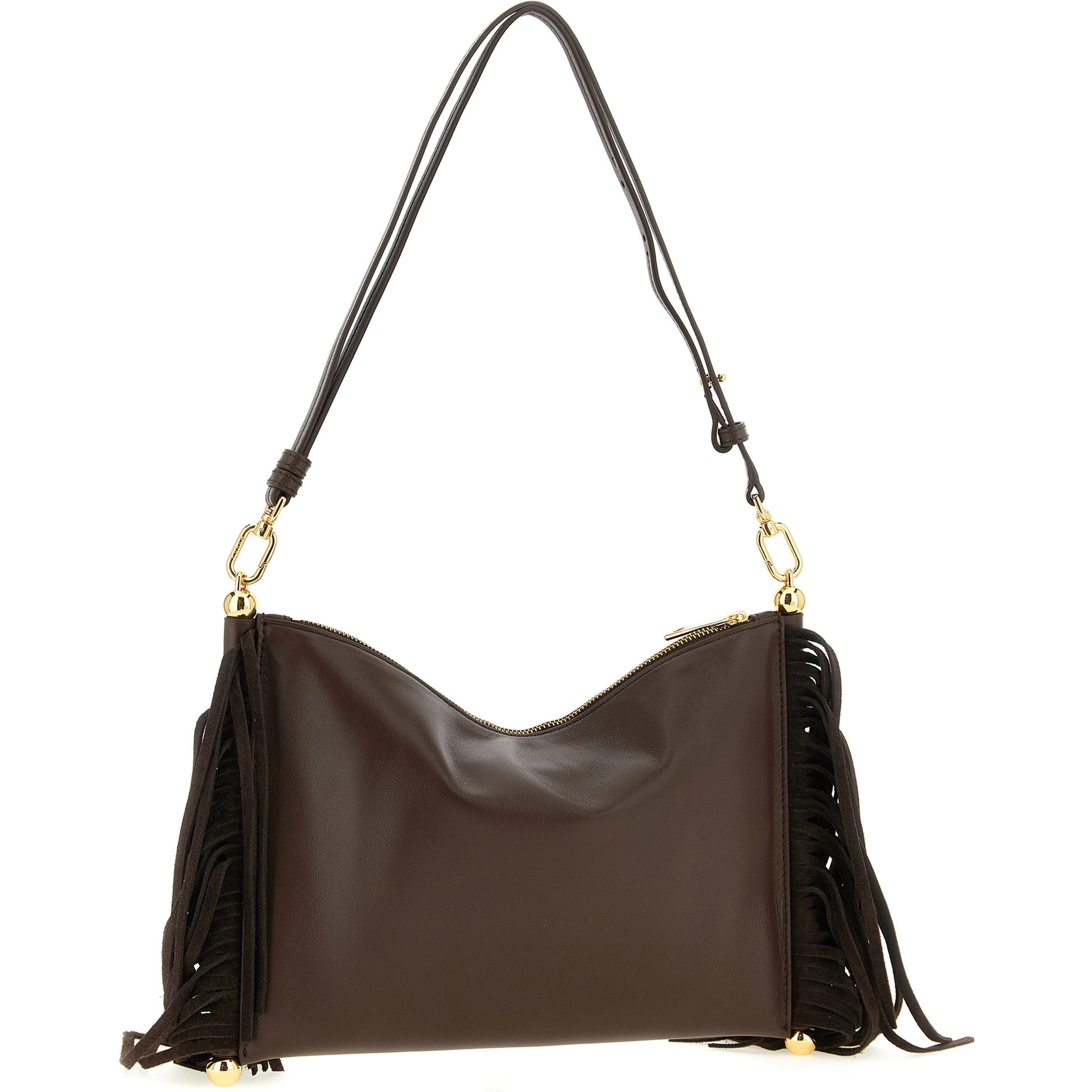 Brown Lamb Leather Shoulder Bag
