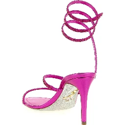 Fuchsia Viscose Stiletto Heel Sandals