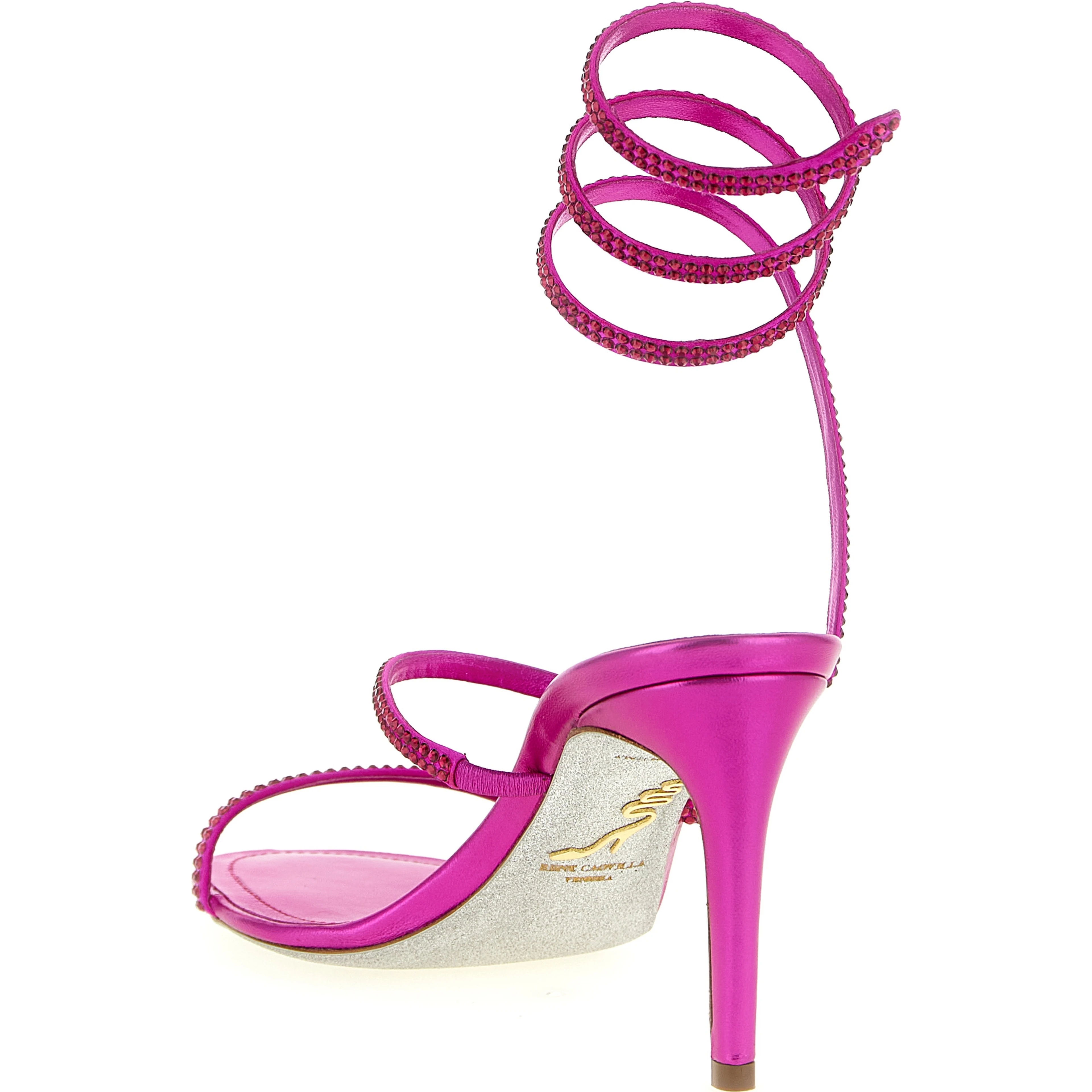 Fuchsia Viscose Stiletto Heel Sandals