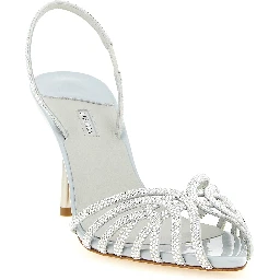 Gray Goatskin Stiletto Heel Sandals