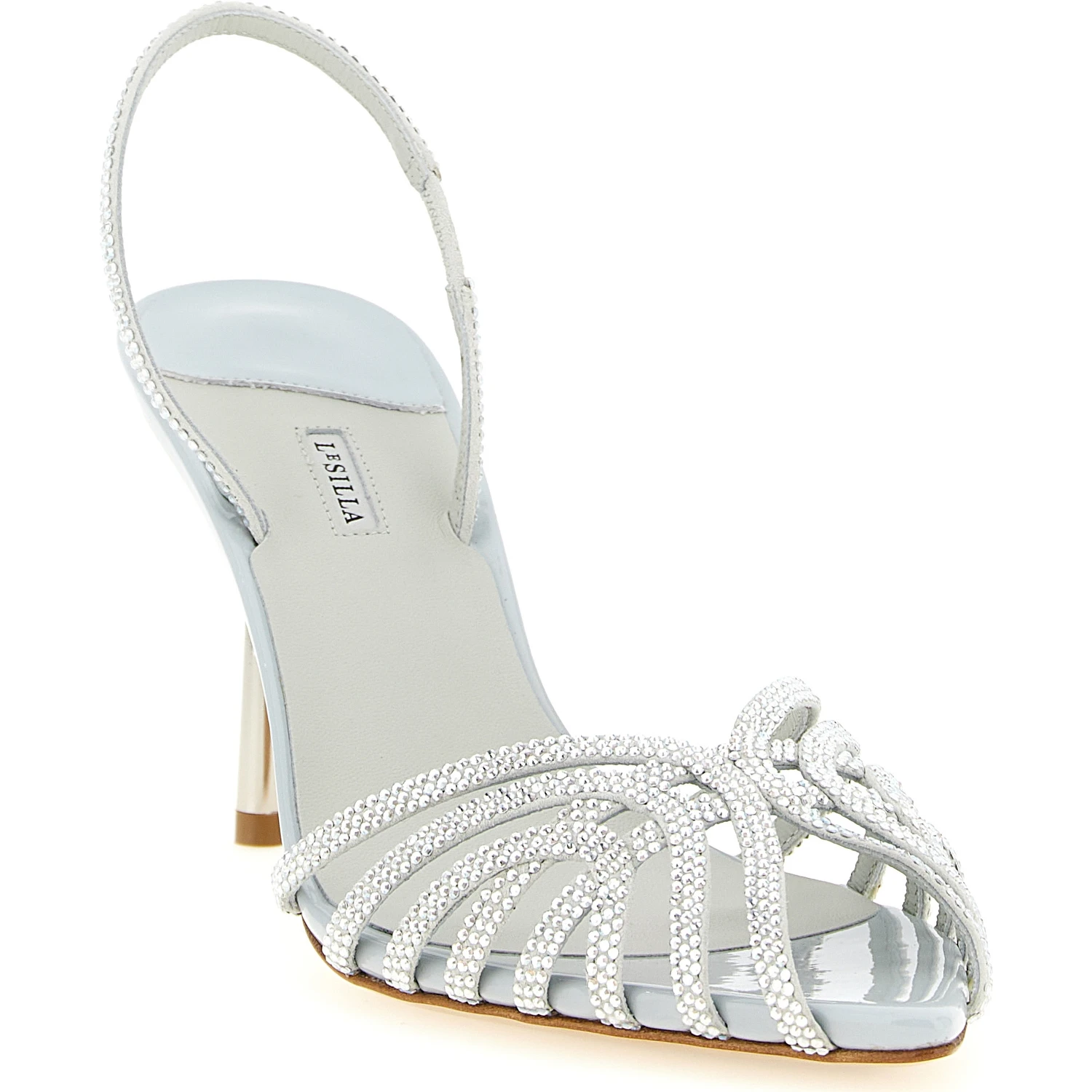 Gray Goatskin Stiletto Heel Sandals