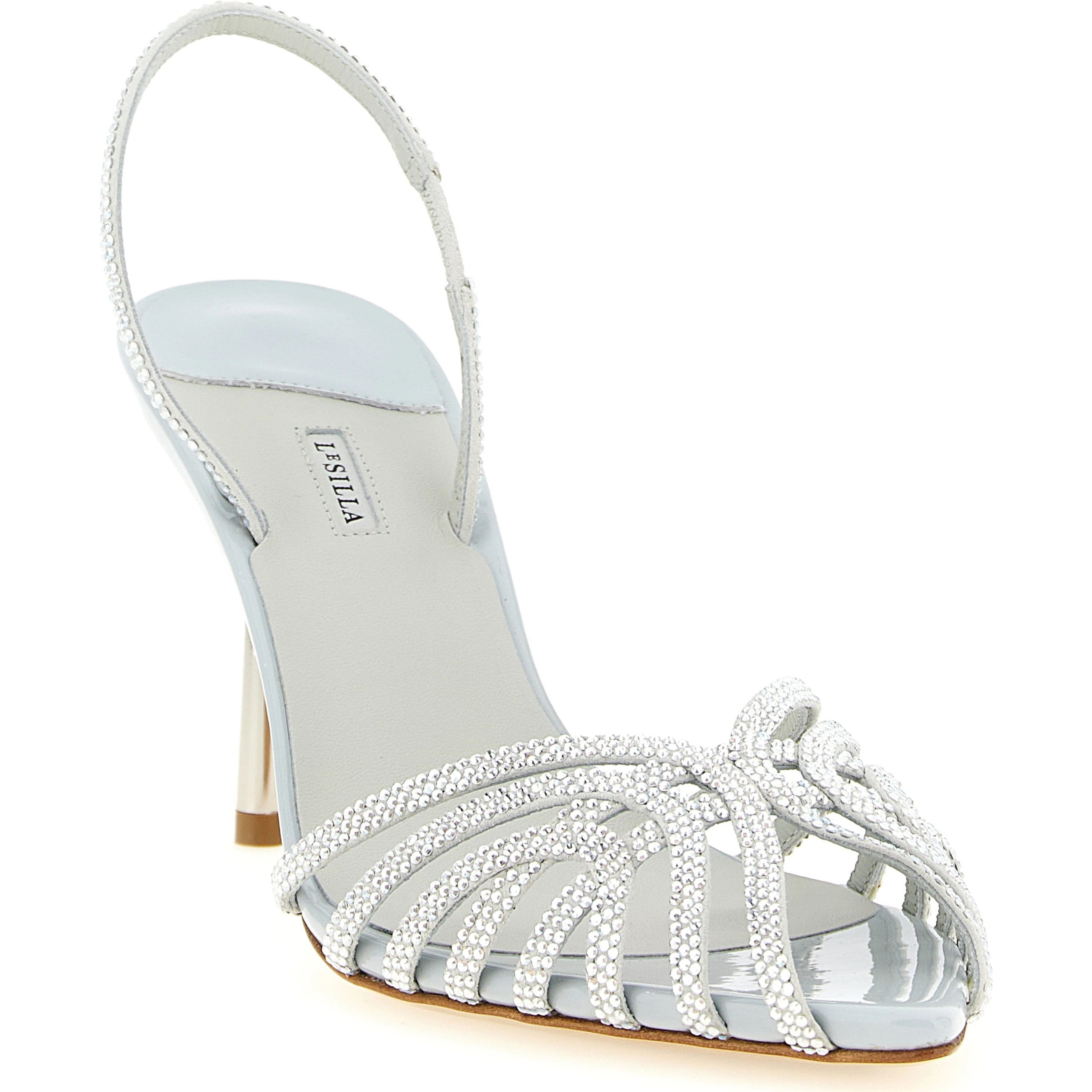 Gray Goatskin Stiletto Heel Sandals