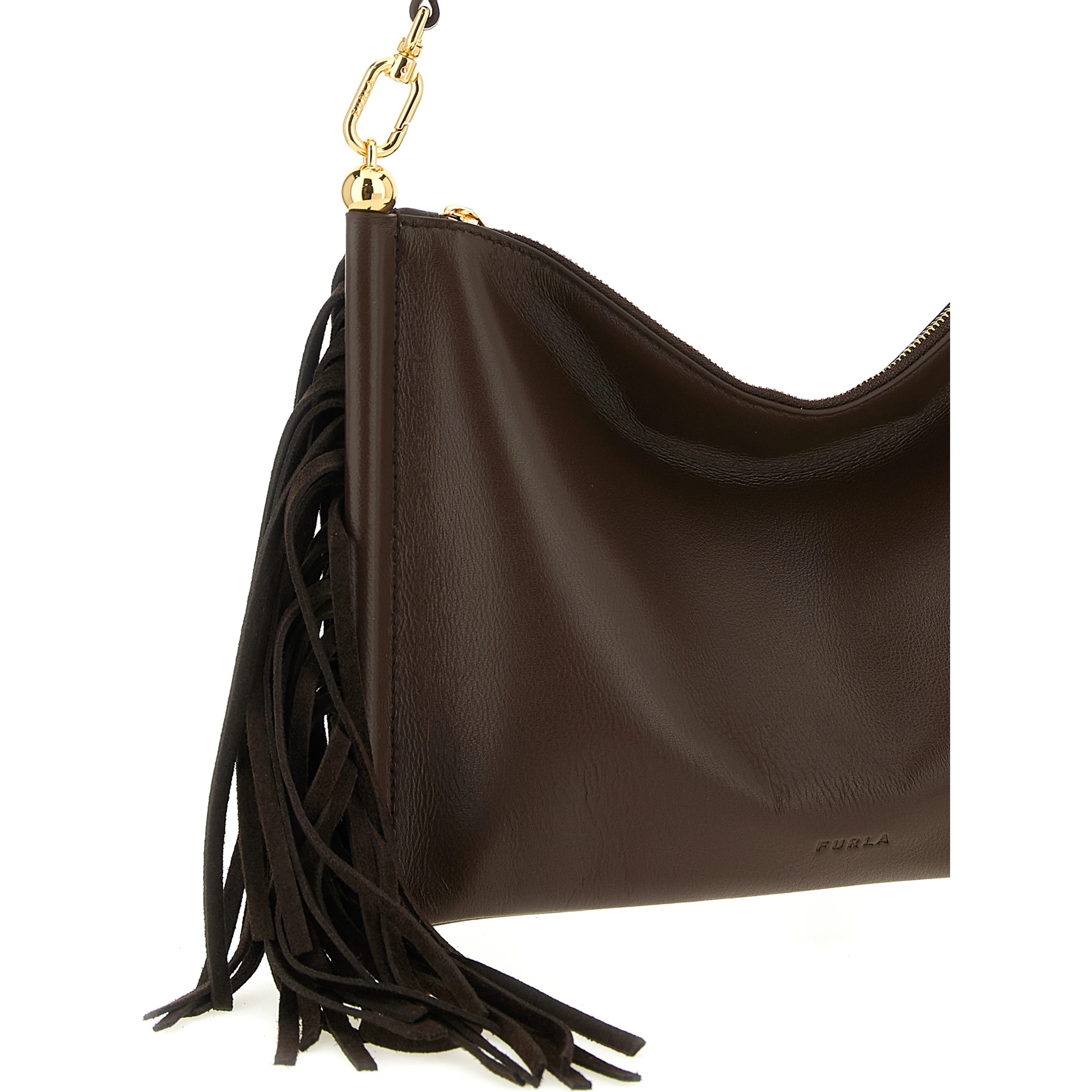 Brown Lamb Leather Shoulder Bag