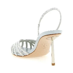 Gray Goatskin Stiletto Heel Sandals