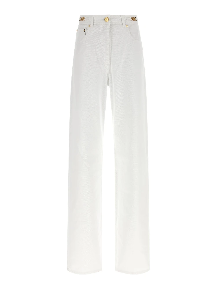 White Cotton Straight-Leg Jeans