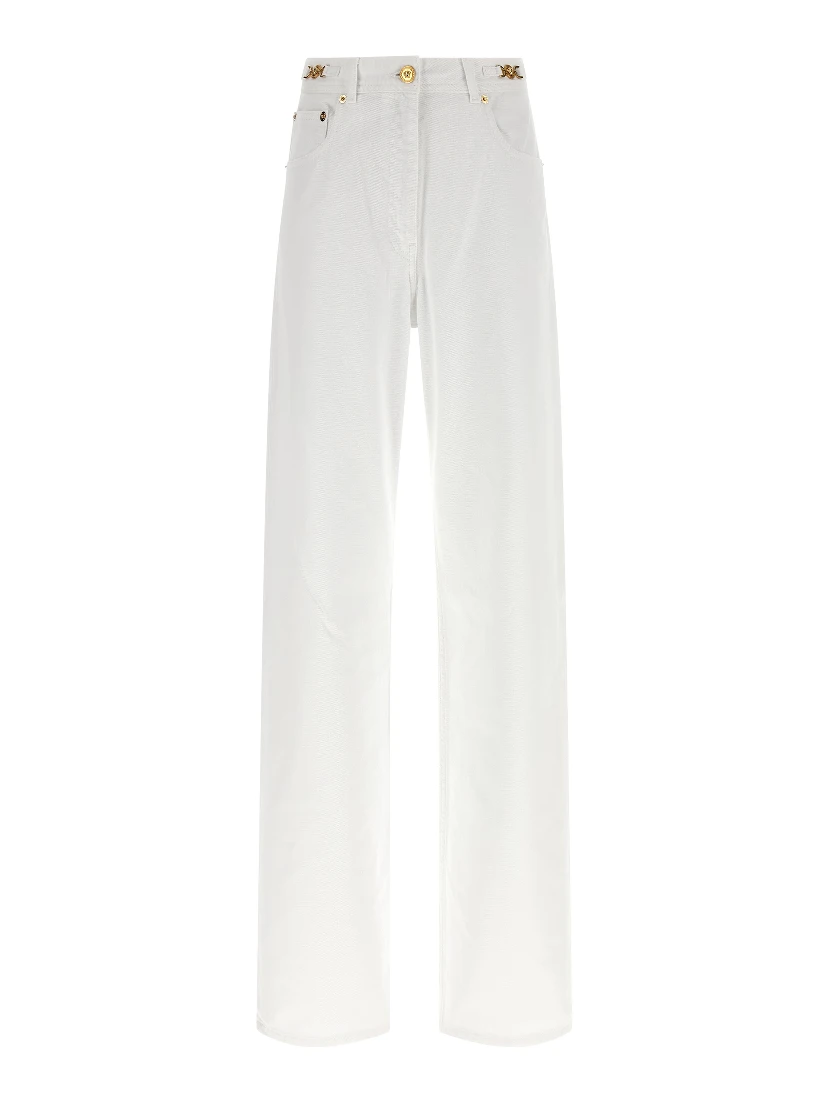 White Cotton Straight-Leg Jeans
