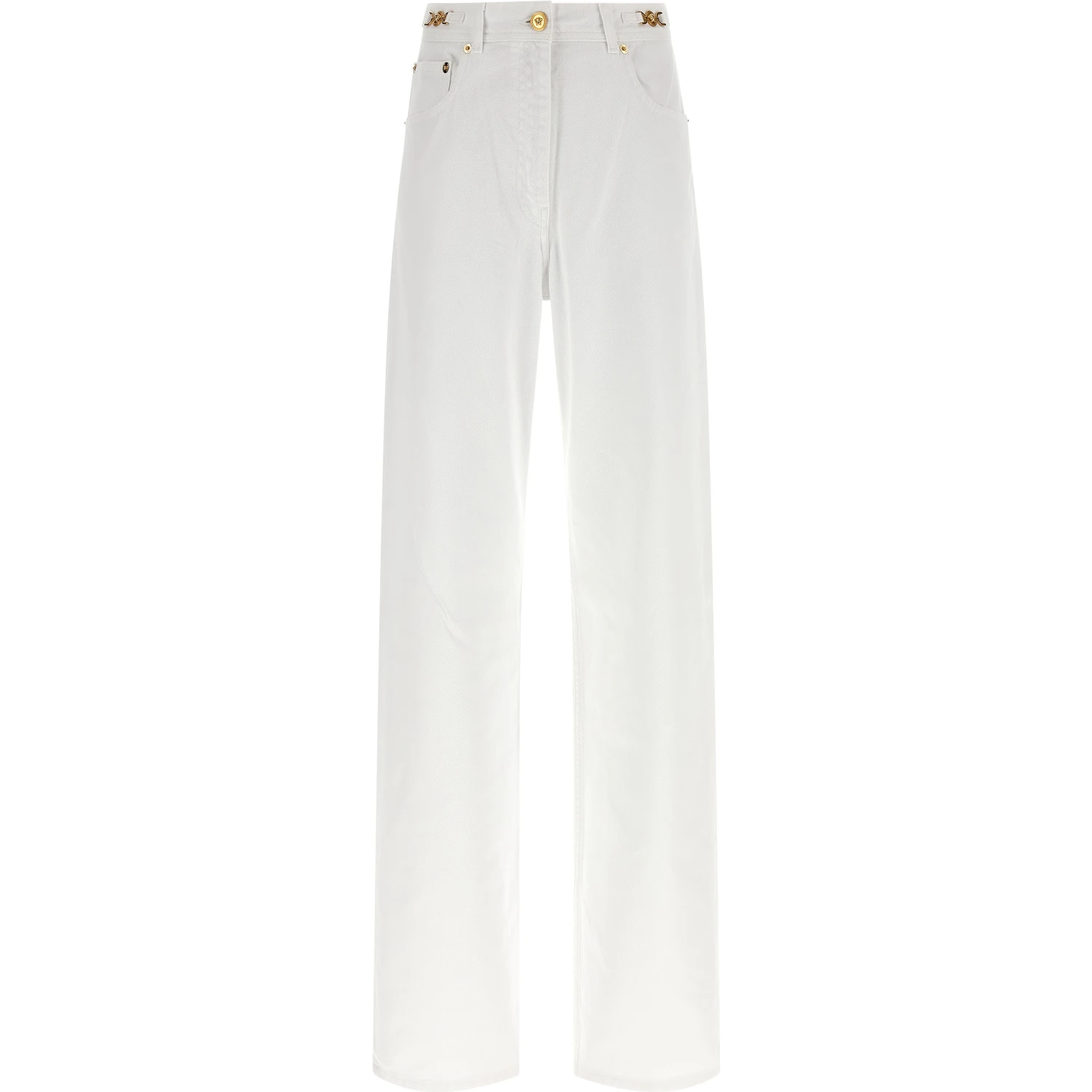 White Cotton Straight-Leg Jeans