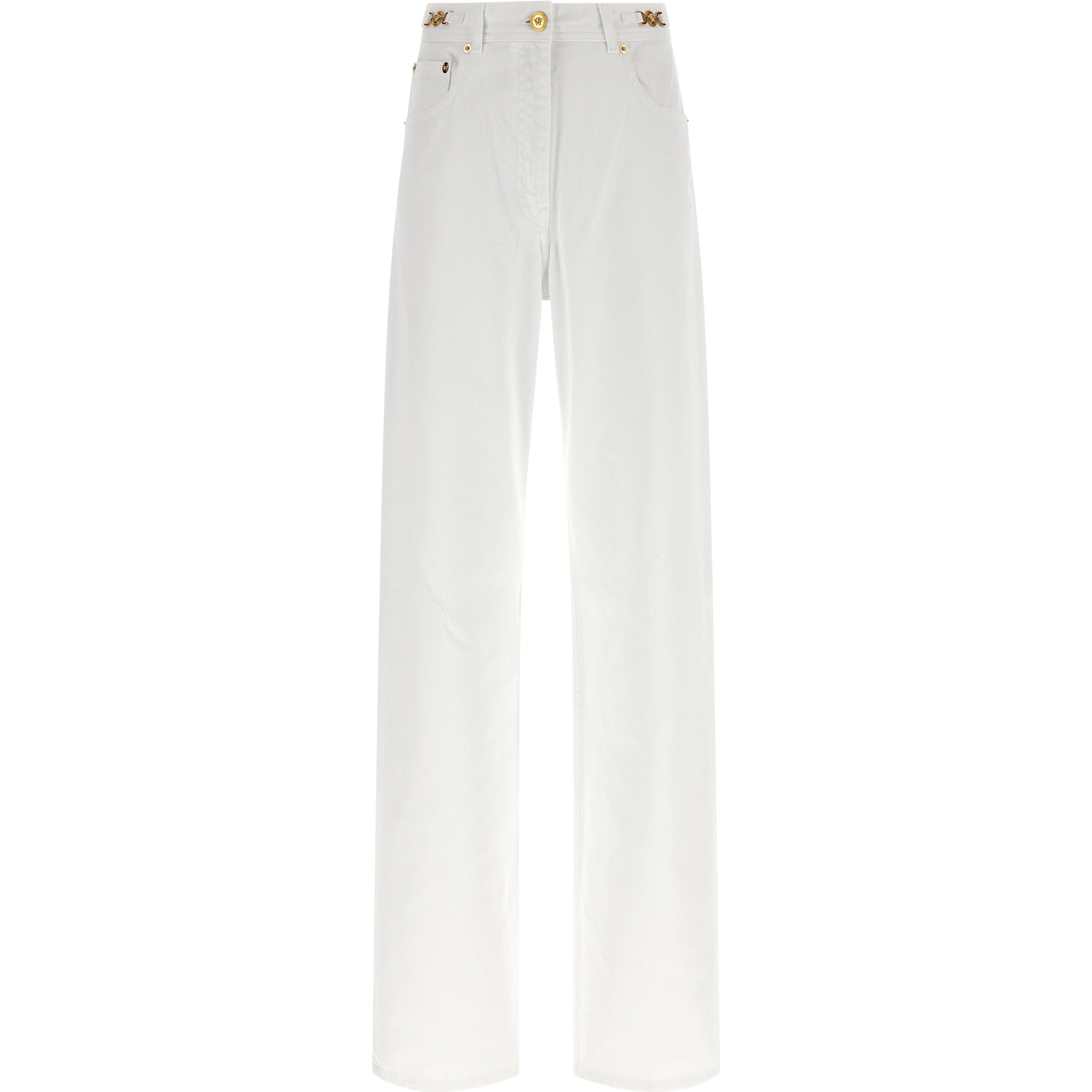 White Cotton Straight-Leg Jeans