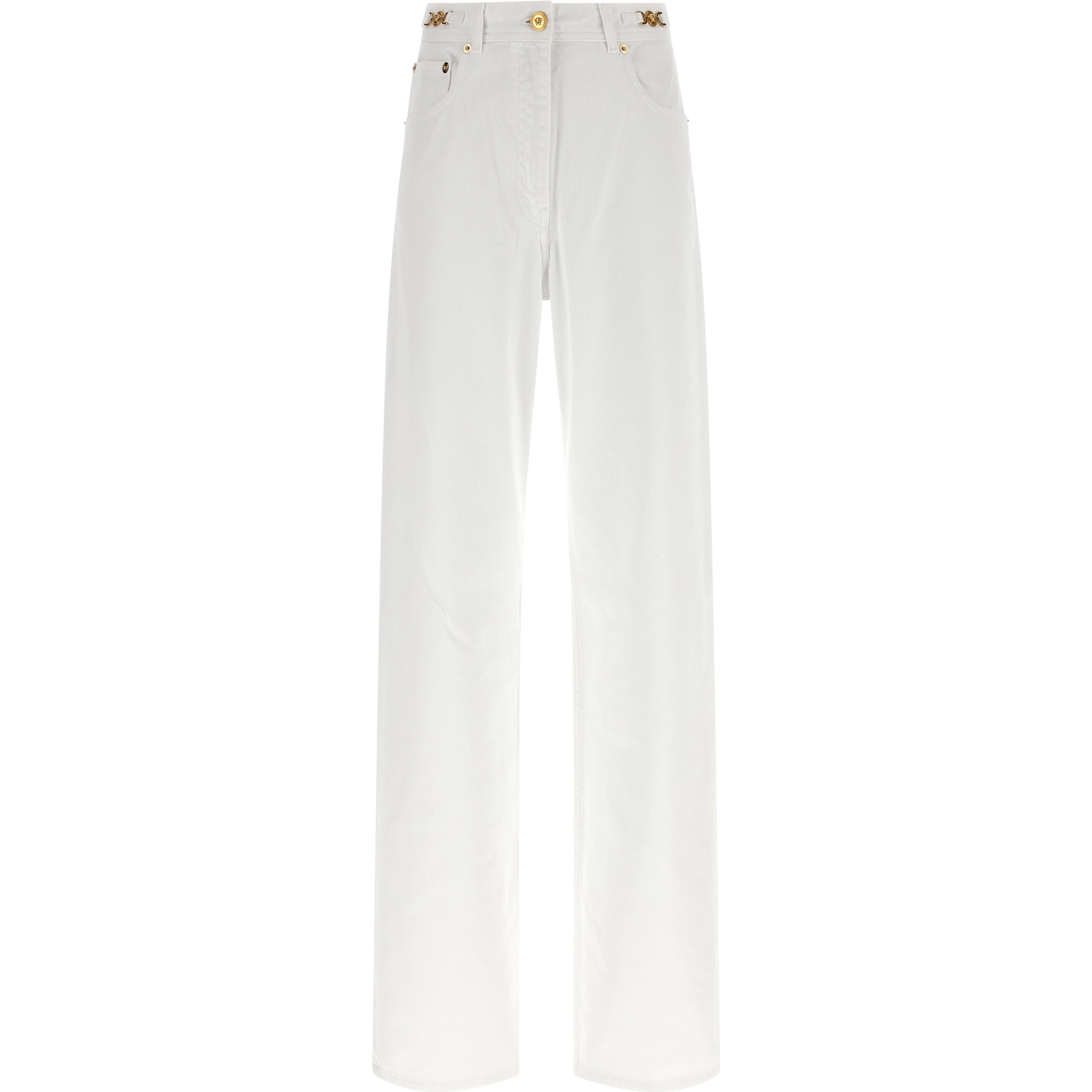 White Cotton Straight-Leg Jeans