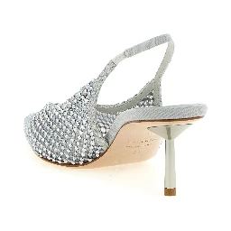 Gray Polyester Mid Heel Pumps