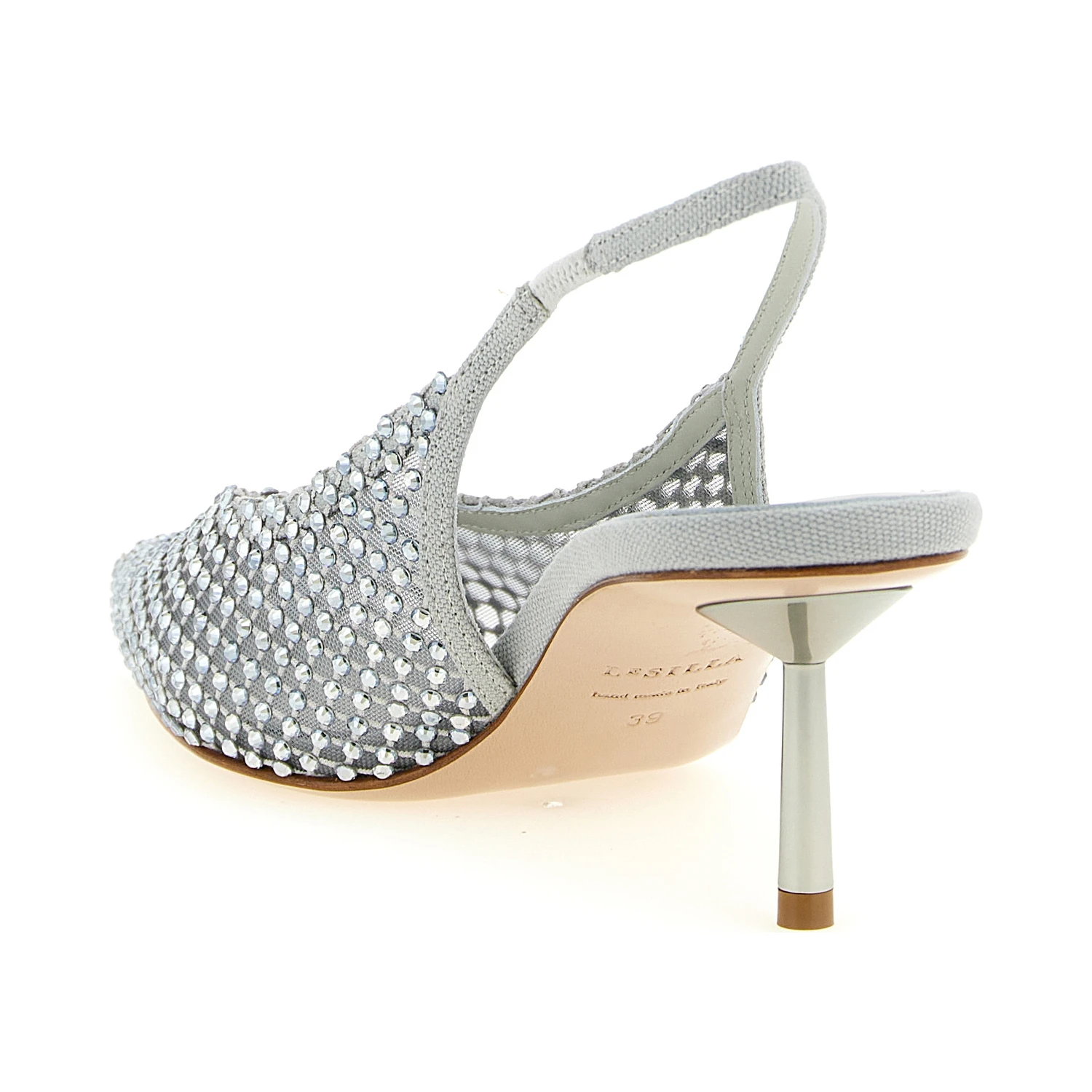Gray Polyester Mid Heel Pumps