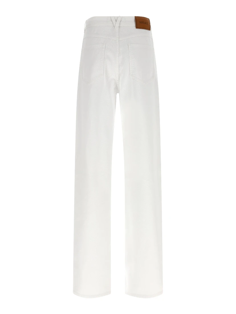 White Cotton Straight-Leg Jeans