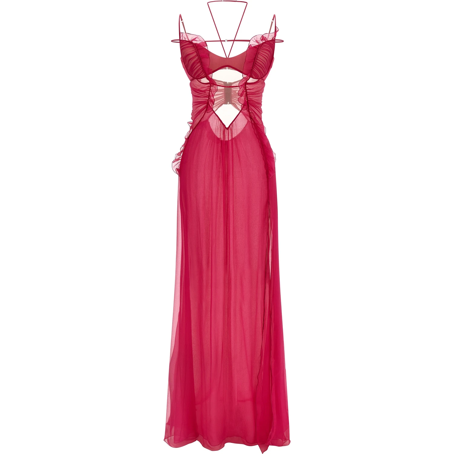 Fuchsia Silk Long Dress