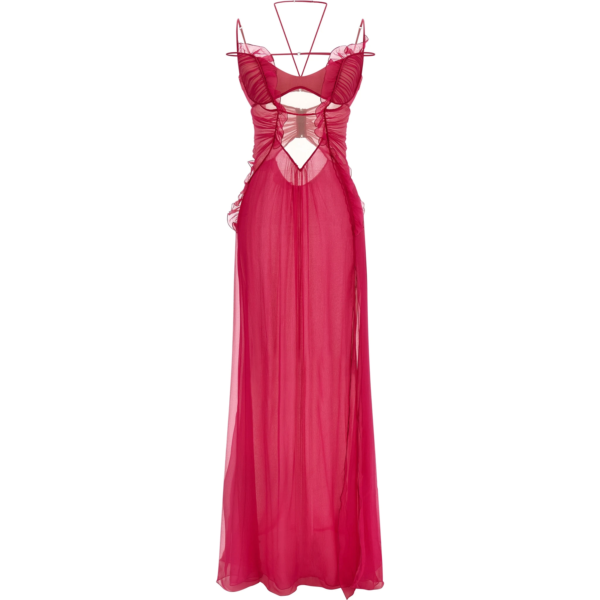 Fuchsia Silk Long Dress