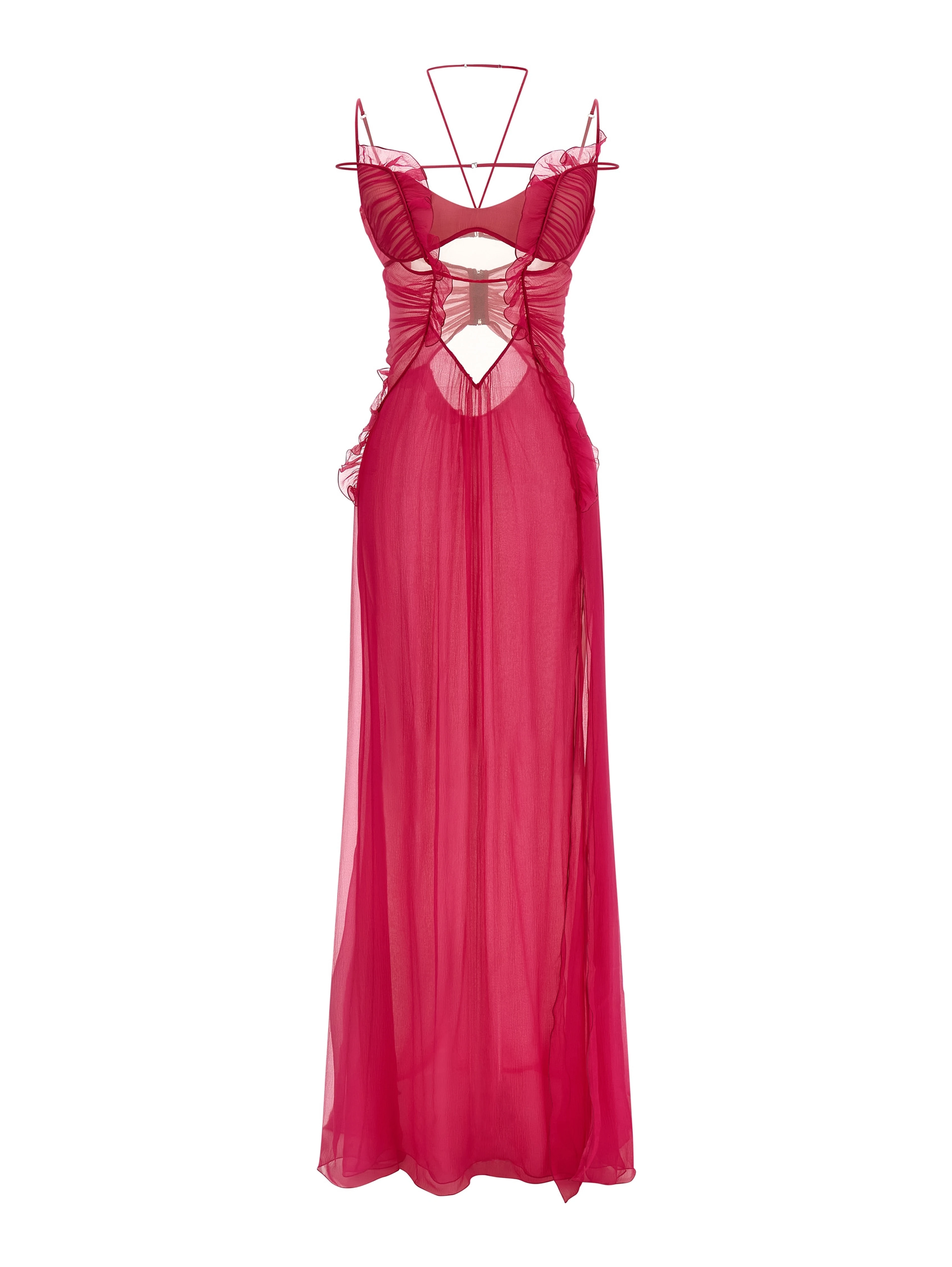 Fuchsia Silk Long Dress
