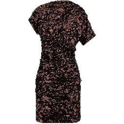 Brown Polyester Short Dress