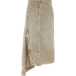 Gray Cotton Midi Skirt