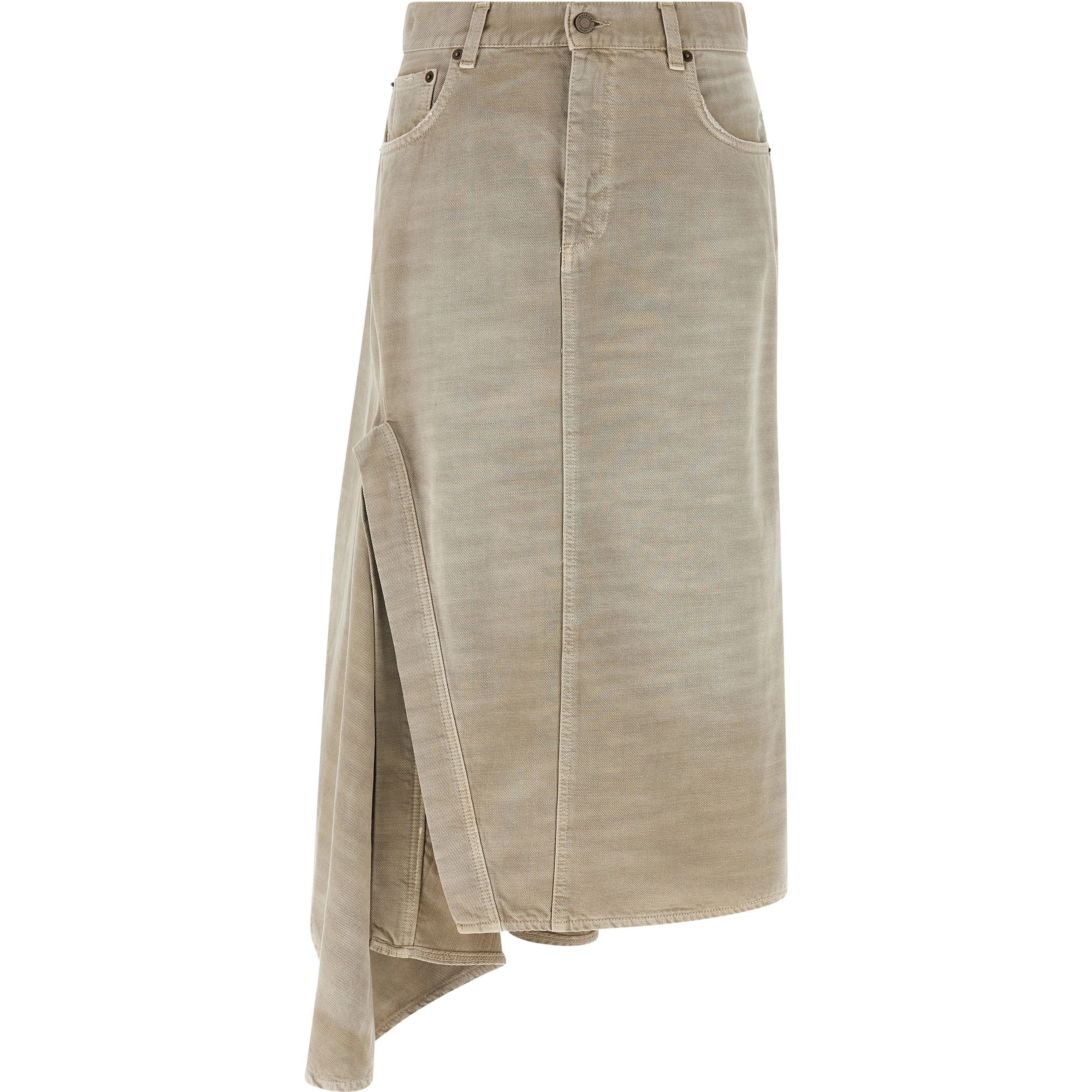 Gray Cotton Midi Skirt