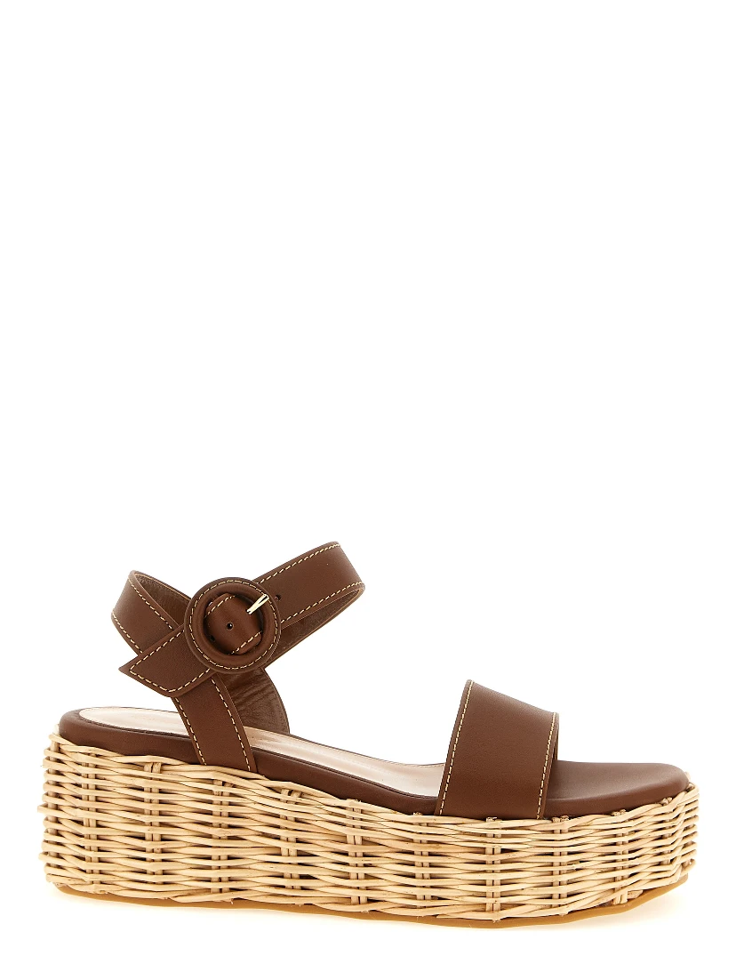 Brown Calfskin Wedge Sandals