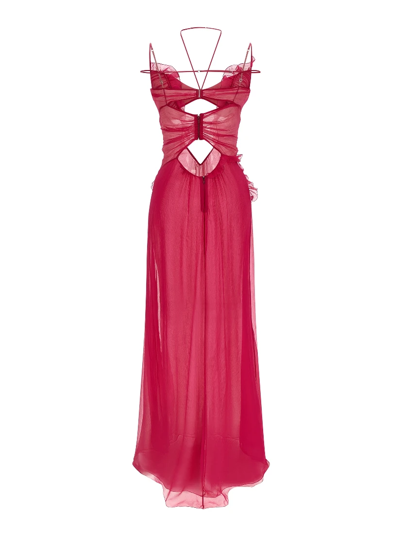 Fuchsia Silk Long Dress