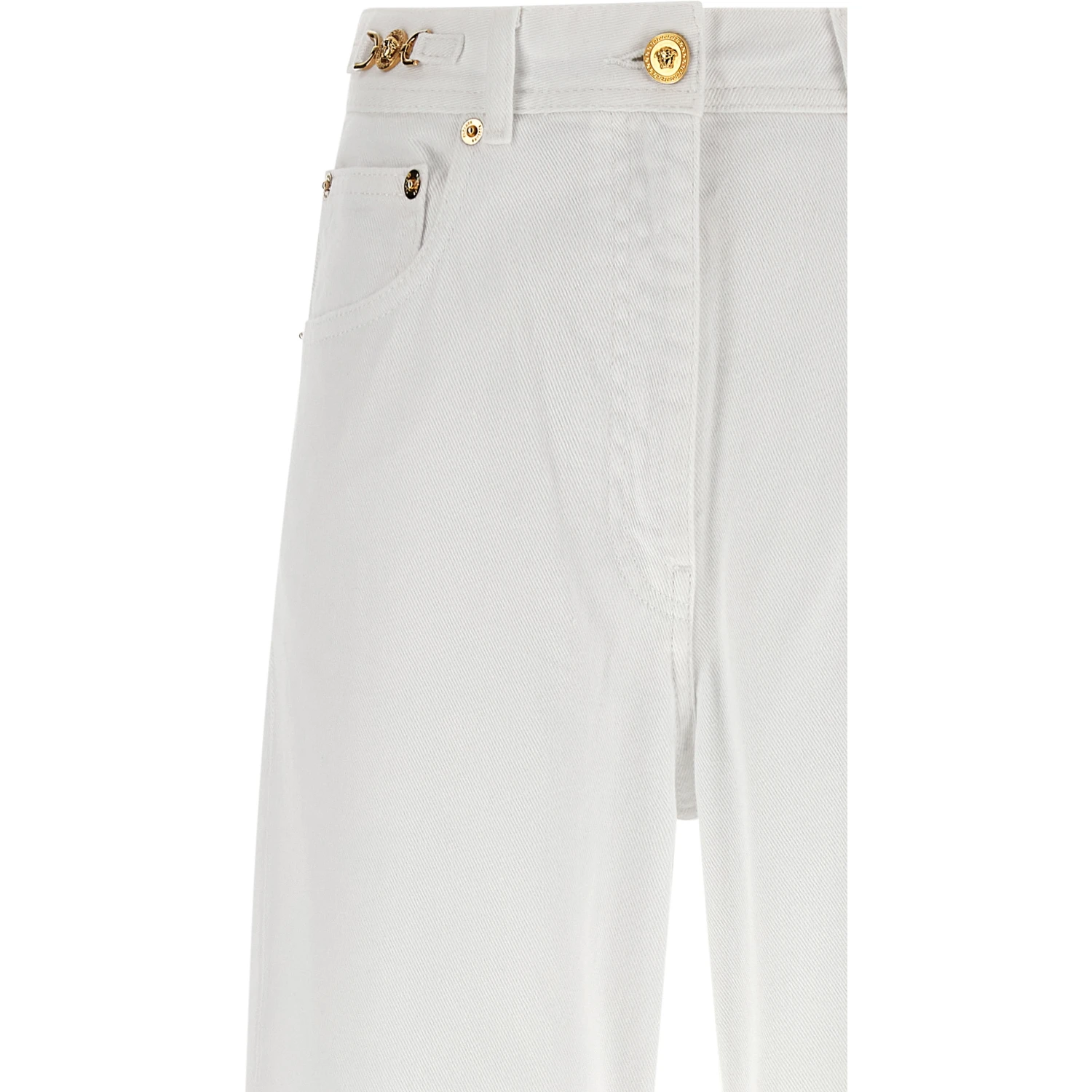 White Cotton Straight-Leg Jeans