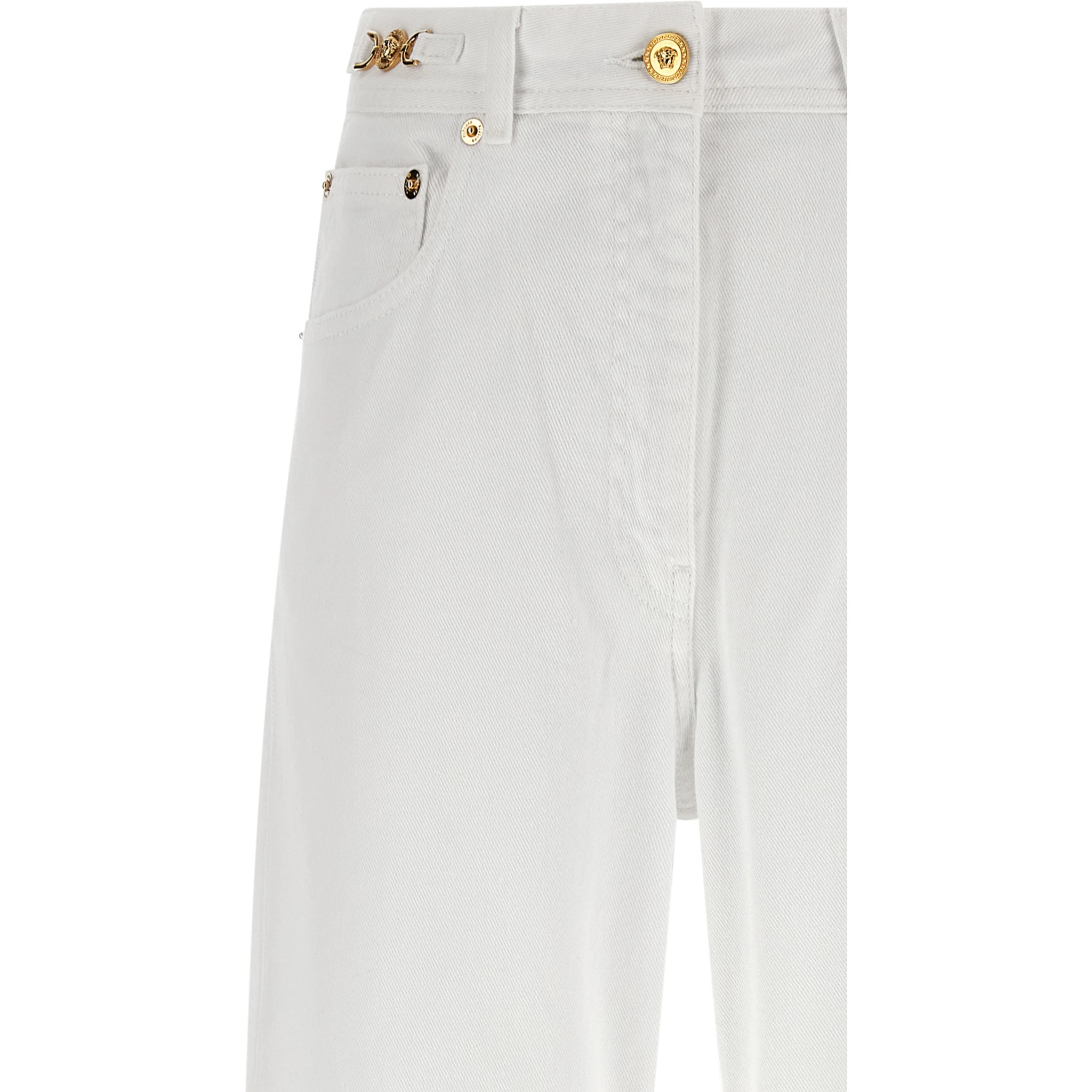 White Cotton Straight-Leg Jeans